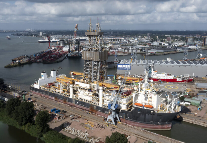 Allseas’ deepsea mining vessel is undergoing repairs and maintenance in Schiedam