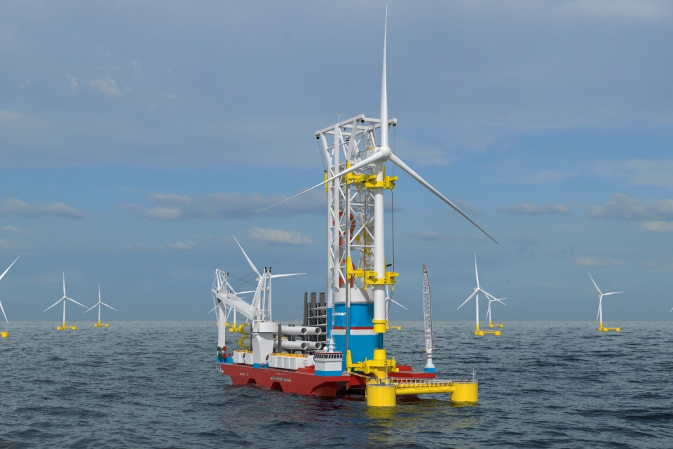 Huisman launches floating installation of wind turbines with Windfarm Installation Vessel
