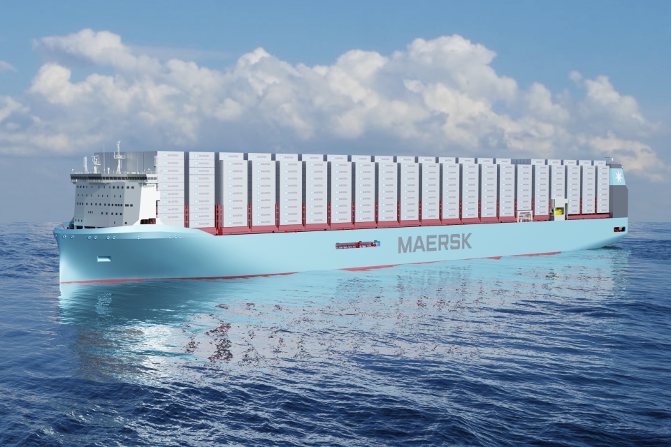 Maersk's 17,000 TEU container ship design that will sail on methanol.