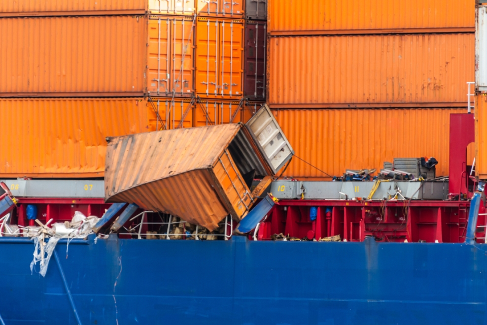 Damaged containers are some of the marine insurance claims Allianz often encounters.