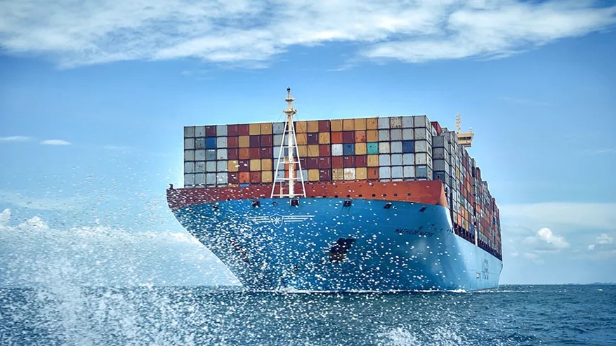 Maersk container ship at sea.