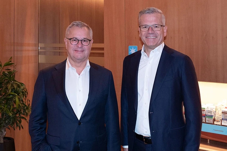Soren Skou retires as CEO of Maersk (left), handing the baton to Vincent Clerc, who is appointed new CEO.