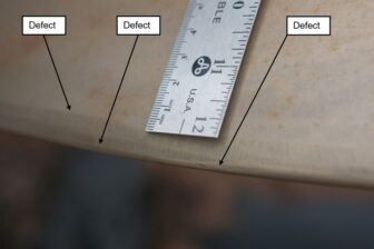Leading-edge defects on a propeller blade in service (courtesy of DRDC-Atlantic)
