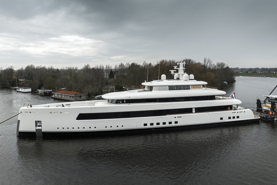 Feadship moves 67-metre superyacht out of construction hall