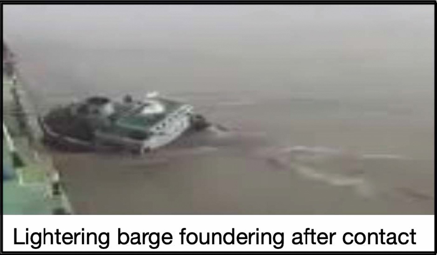 Lightering barge founders