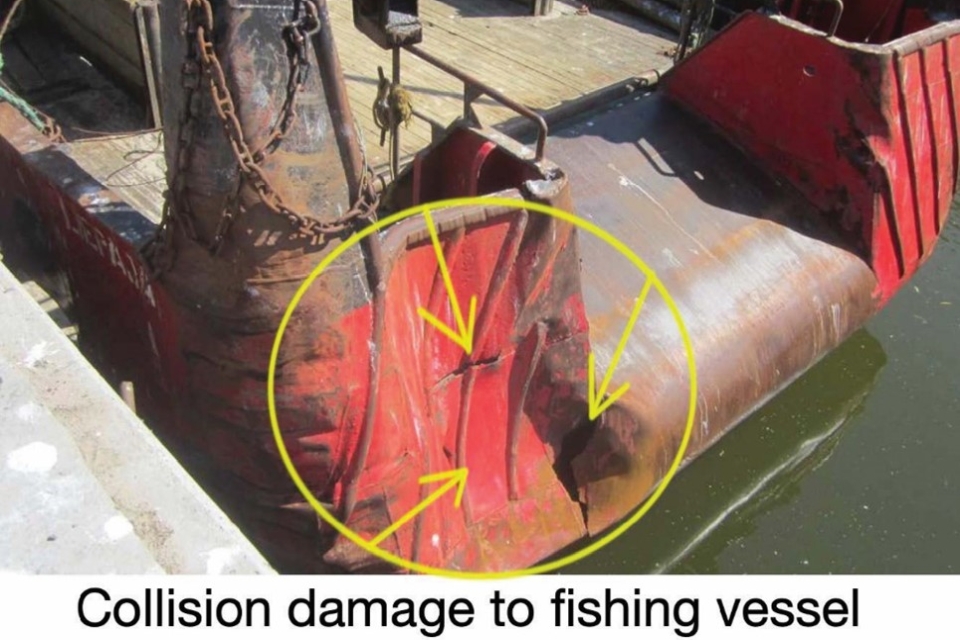 Cargo vessel ignores collision with fishing vessel