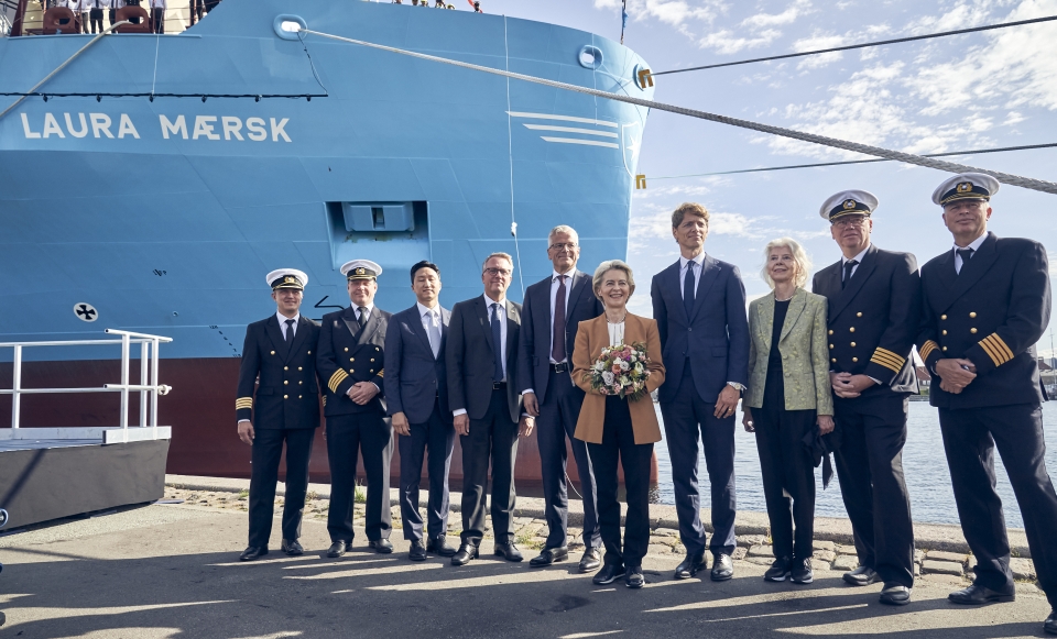 EU Commission President Ursula von der Leyen performs christening ceremony Laura Maersk.