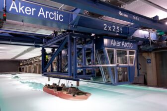 Aker Arctic operates the biggest ice test basin in the world, which measures 75 metres long, 8 metres wide and 2.1 metres deep.