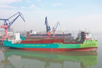 X-Press Feeders' first dual-fuel ship Eco Maestro in Shanghai port