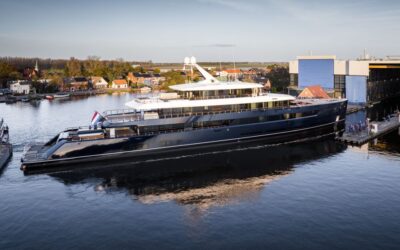 75-metre Feadship yacht ONE leaves yard at Kaag