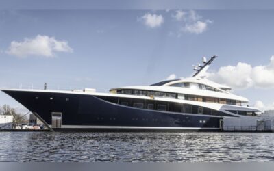Feadship’s yacht Project 714 leaves construction shed