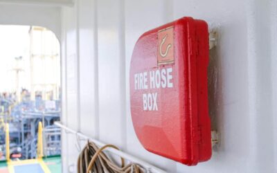 Fire hose cabinet on ship in poor state