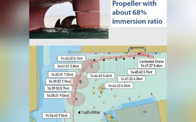 Container vessel hits gantry crane on pier
