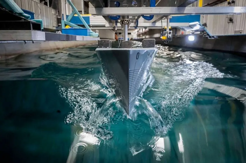 YN 21872 Project Ananda steel hull tested at the Wolfson Unit | University of Southampton (photo by Heesen)