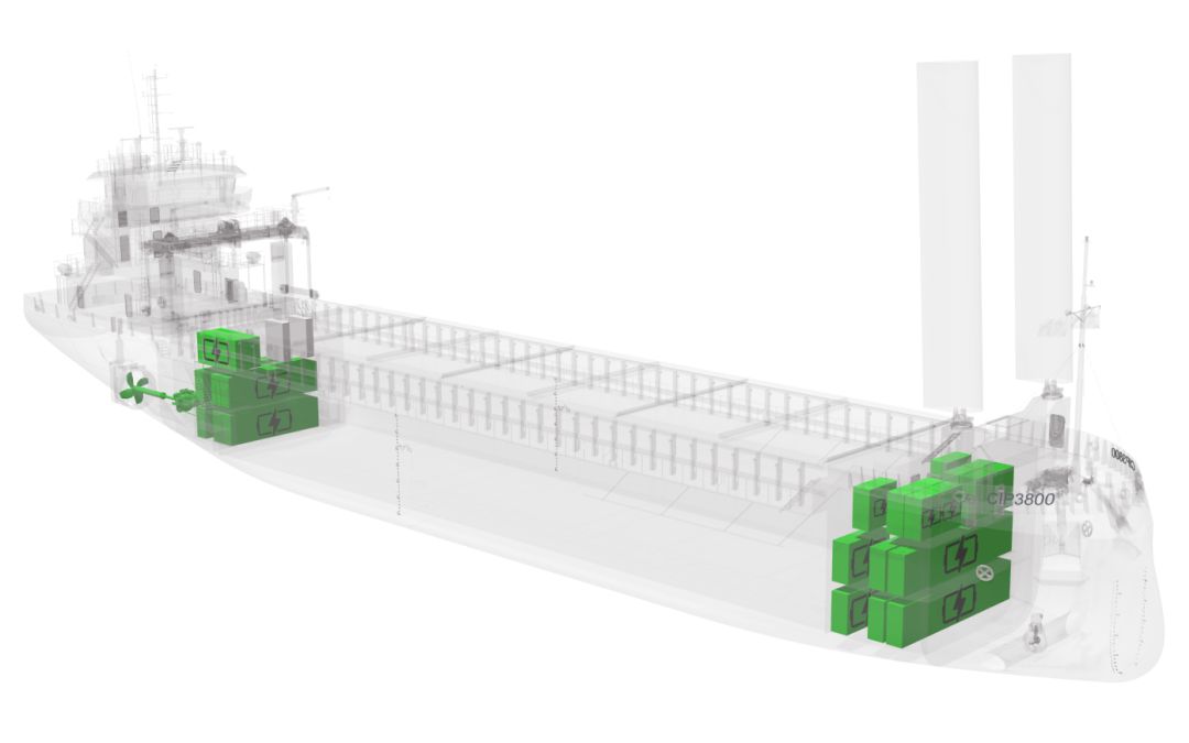 The CIP380 Fully Electric's energy storage system is split between dedicated forward and aft battery compartments.